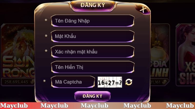 Biểu mẫu đăng ký Mayclub được cổng game cập nhật mới nhất