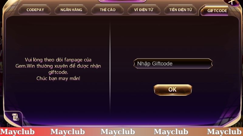 Giao dịch Giftcode được thực hiện trên trang web
